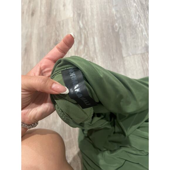 Norma Kamali Diana Gown Green Celadon Ruched One Shoulder Dress Size XS - Picture 6 of 11